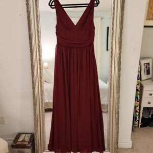 Ever Pretty Burgundy Chiffon V-Neck Maxi Dress